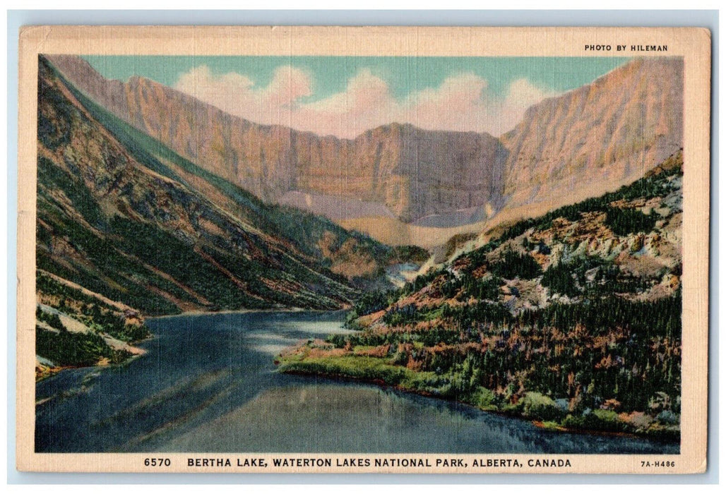 1940 Bertha Lake Waterton Lakes National Park Alberta Canada Postcard