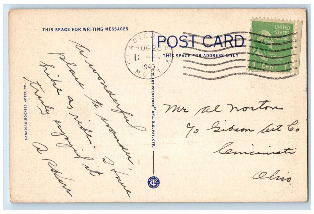 1940 Bertha Lake Waterton Lakes National Park Alberta Canada Postcard