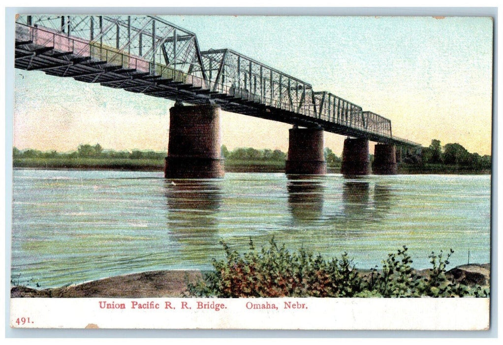 c1910 Union Pacific RR Railroad Railway Bridge Omaha Nebraska Vintage Postcard