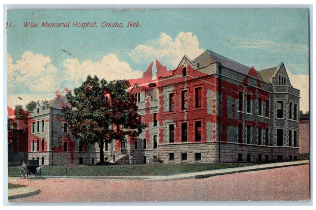 1915 Exterior View Wise Memorial Hospital Street Omaha Nebraska Antique Postcard