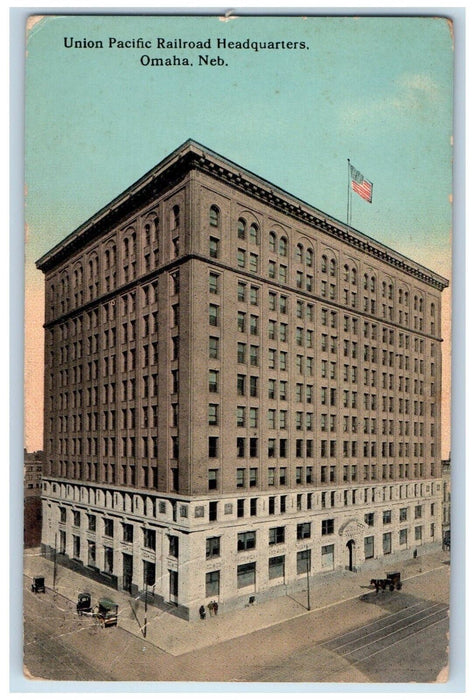 1913 Union Pacific Railroad Headquarters Building Omaha Nebraska Posted Postcard