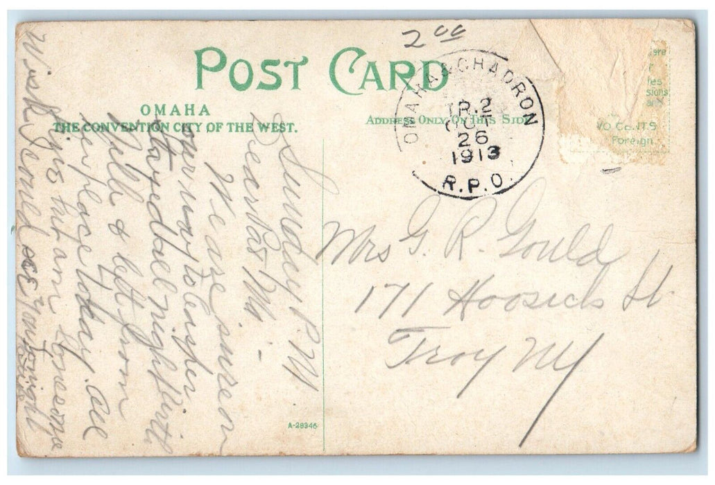 1913 Union Pacific Railroad Headquarters Building Omaha Nebraska Posted Postcard