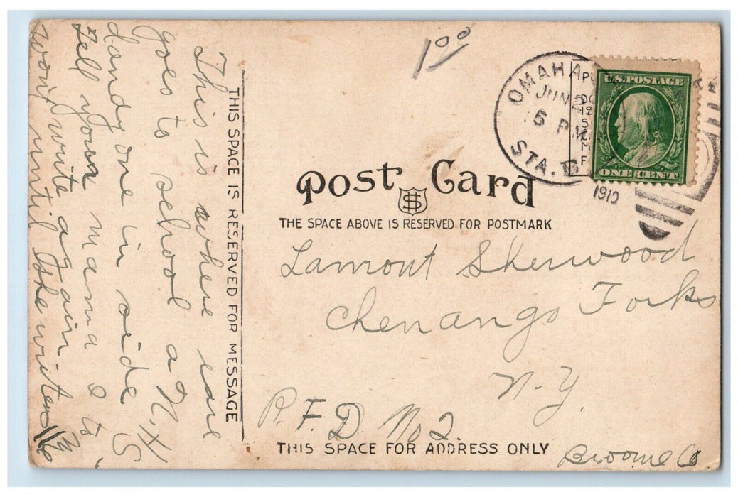 1910 Exterior View Vinton Public School Building Omaha Nebraska Antique Postcard