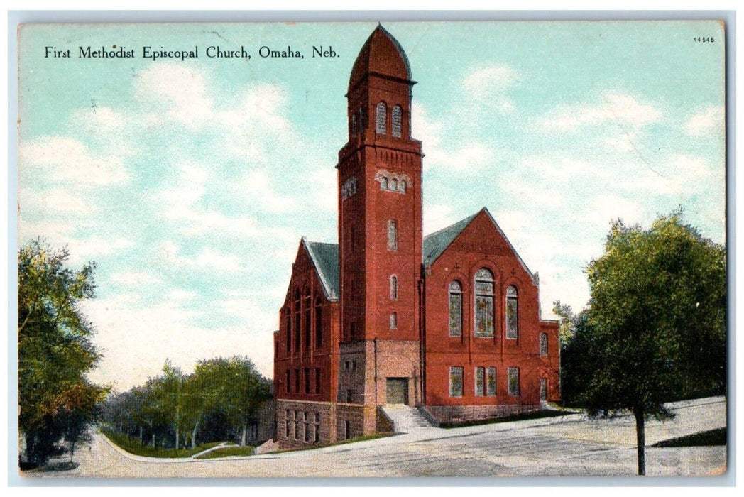 1909 First Methodist Episcopal Church Building Omaha Nebraska Antique Postcard
