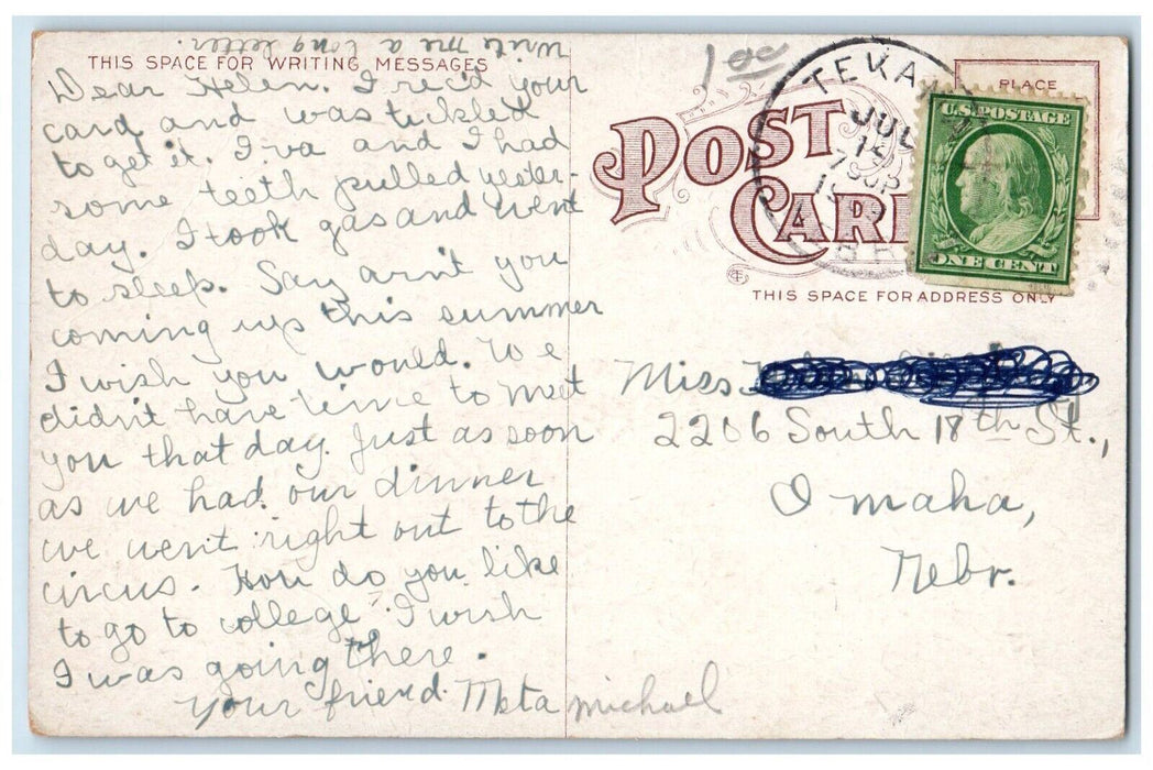 1909 First Methodist Episcopal Church Building Omaha Nebraska Antique Postcard