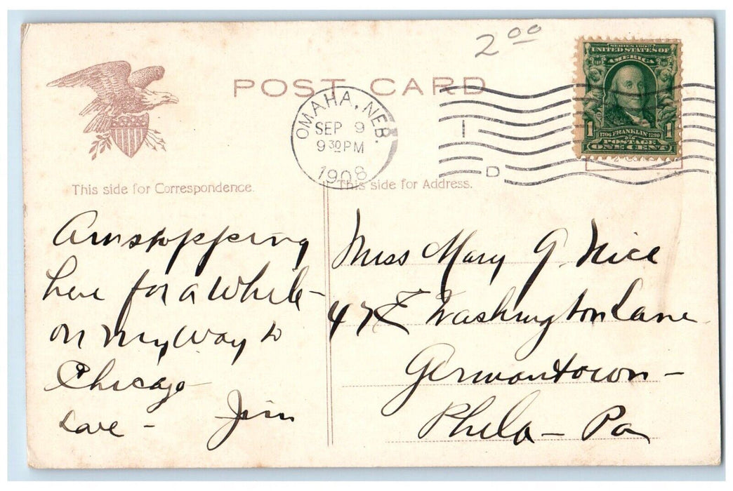 1908 Douglas St Looking East From 16th Street Carriage Omaha Nebraska Postcard