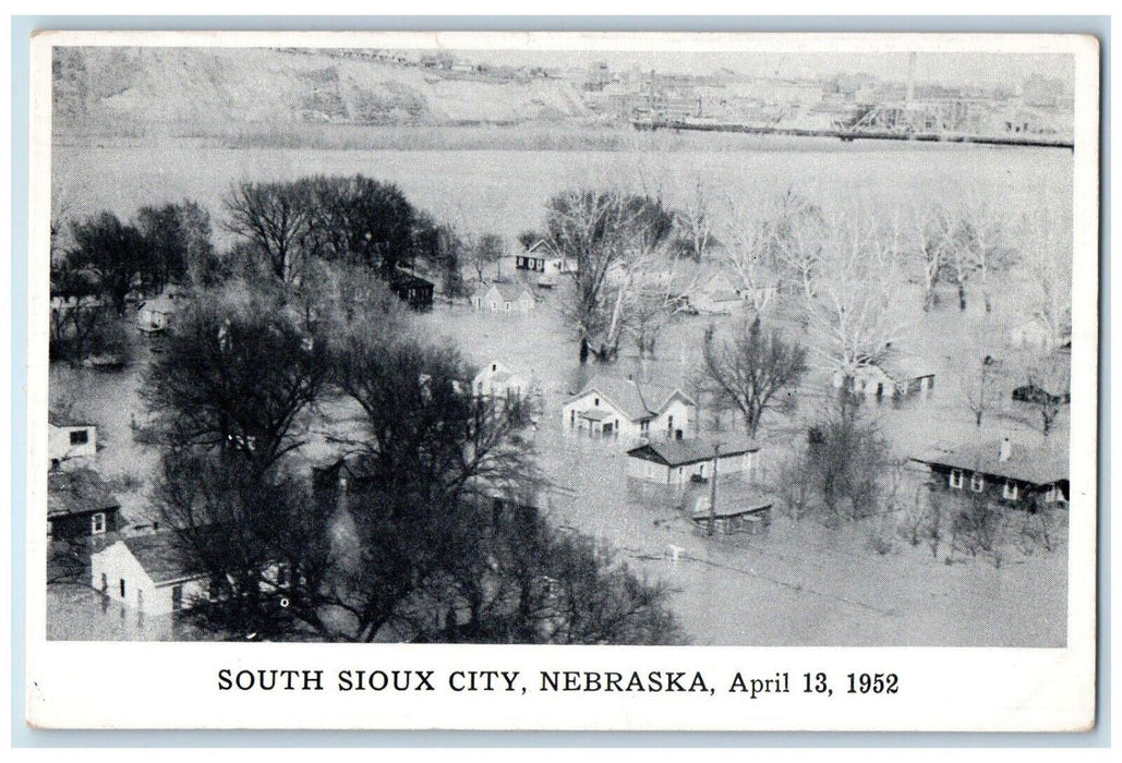 1952 Aerial View South Sioux City Nebraska NE Vintage Antique Unposted Postcard