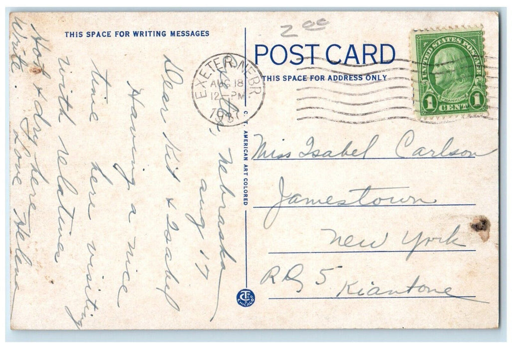 1937 Lincoln Avenue South From 6th Street Road York Nebraska NE Antique Postcard