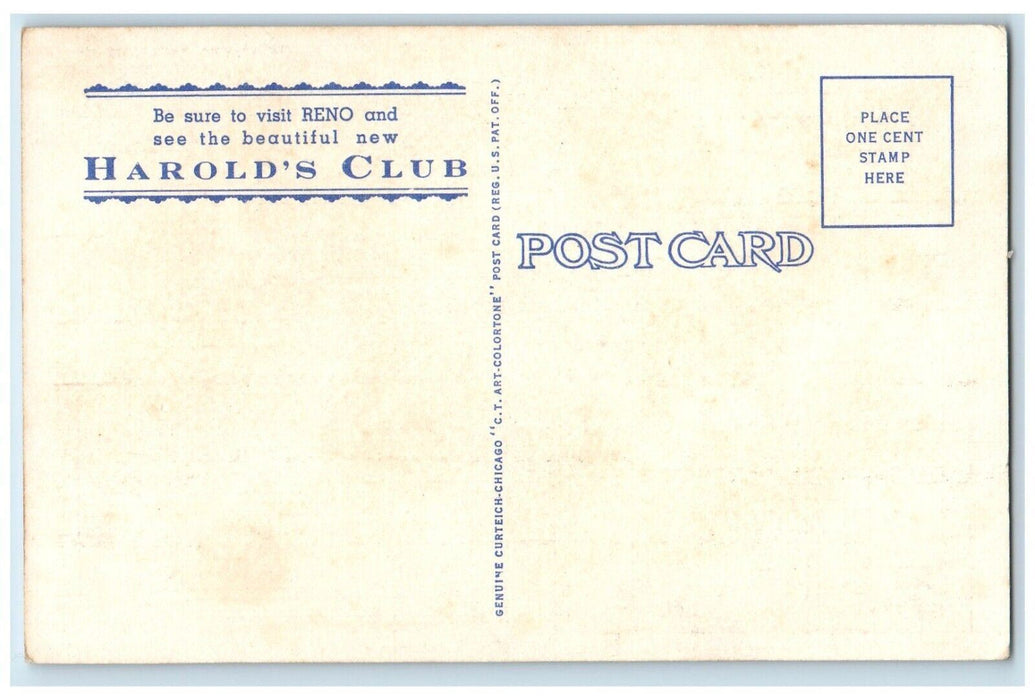 c1940 Harold Club Near Reno Arch Nevada Vintage Streetcars Road Antique Postcard