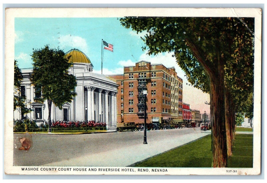 1933 Washoe County Court House Riverside Hotel Reno Nevada NV Vintage Postcard