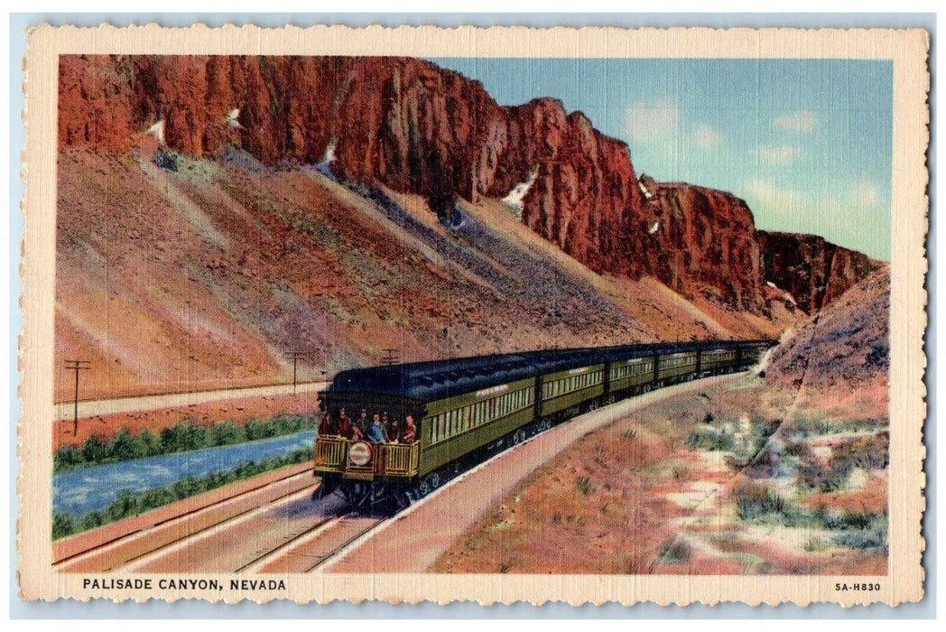 c1940 Palisade Canyon Nevada Locomotive Train Vintage Railway Railroad Postcard