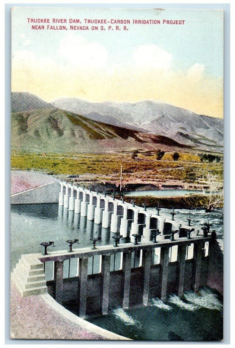 c1910 Truckee River Dam Truckee-Carson Irrigation Project Fallon Nevada Postcard