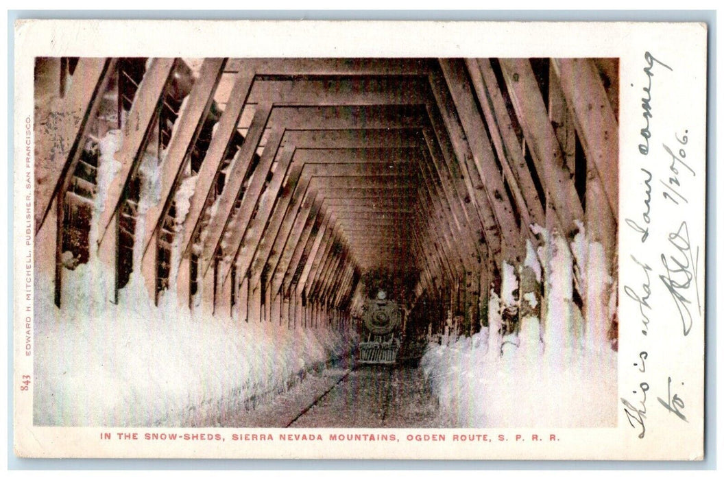 1906 Snow Sheds Sierra Nevada Mountains Ogden Route Nevada NV Vintage Postcard