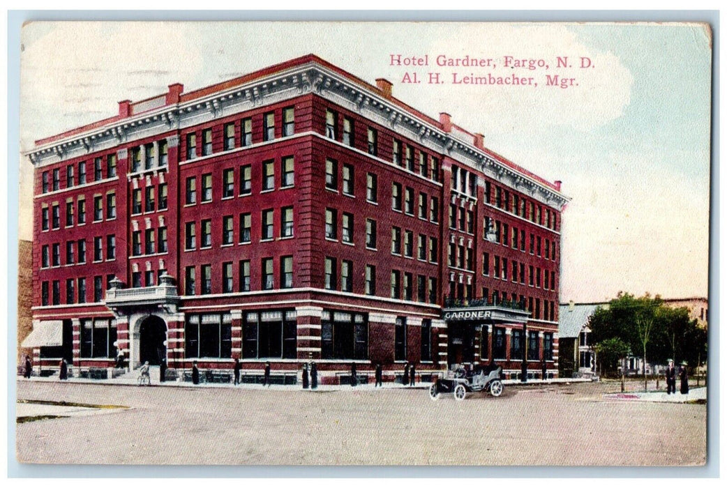 1910 Exterior View Hotel Gardner Fargo North Dakota ND Vintage Antique Postcard