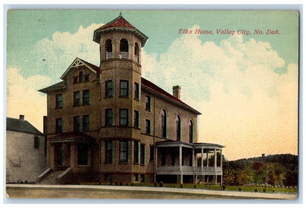 1905 Exterior View Elks Home Valley City North Dakota Vintage Antique Postcard