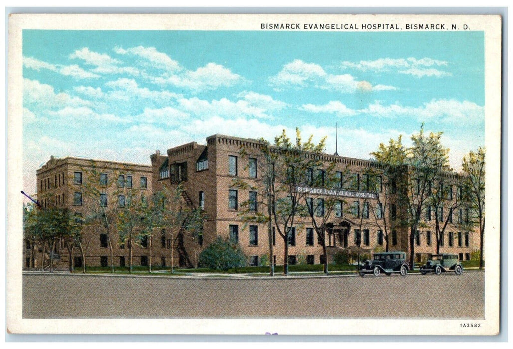c1920 Exterior View Bismarck Evangelical Hospital Bismarck North Dakota Postcard