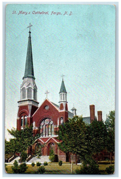 1908 St Mary Cathedral Building Fargo North Dakota ND Antique Vintage Postcard