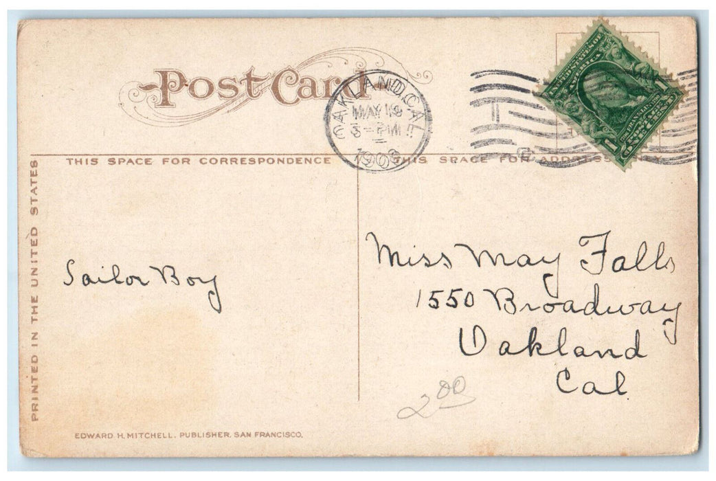 1908 High School Building Exterior Scene Alameda California CA Antique Postcard