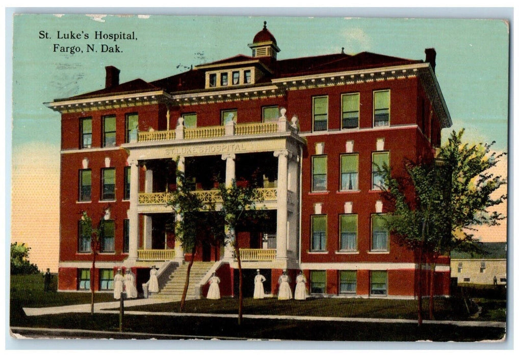 1912 Roadside View St Luke Hospital Building Fargo North Dakota Antique Postcard