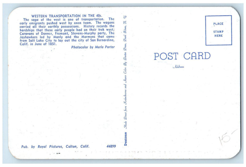 Western Transportation Death Valley Centennial 1949 California CA Postcard