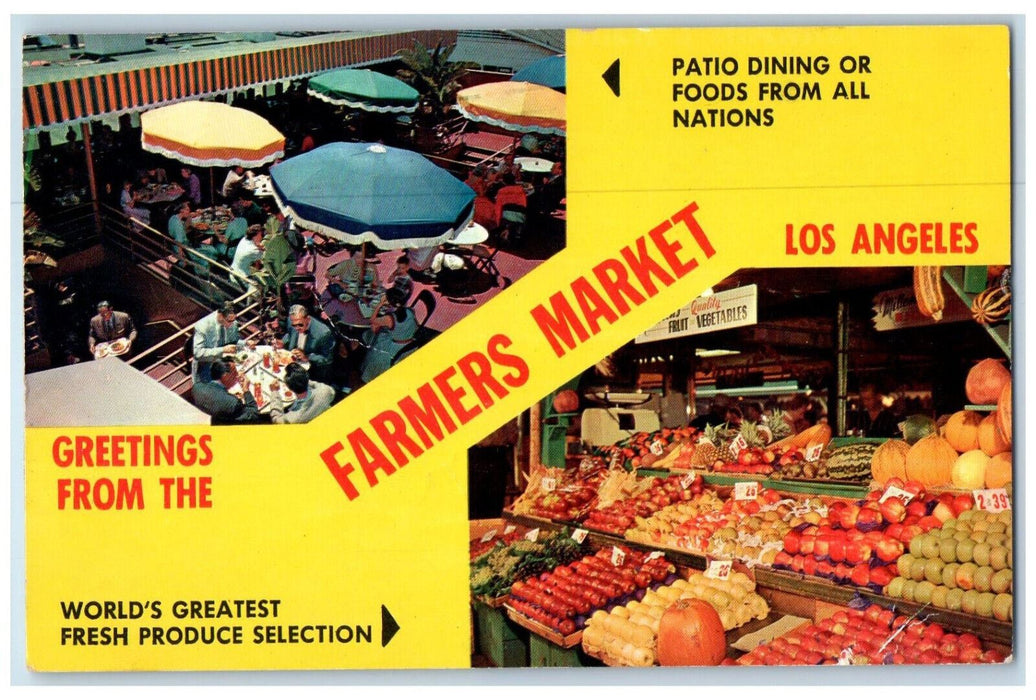 Greetings From The Farmers Market Los Angeles California CA Dual View Postcard