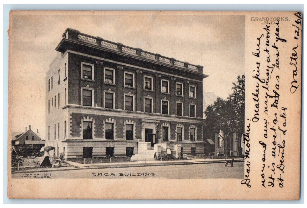 1908 YMCA Building Grand Forks North Dakota Vancouver Washington Posted Postcard