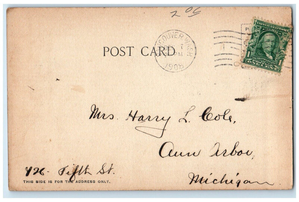 1908 YMCA Building Grand Forks North Dakota Vancouver Washington Posted Postcard