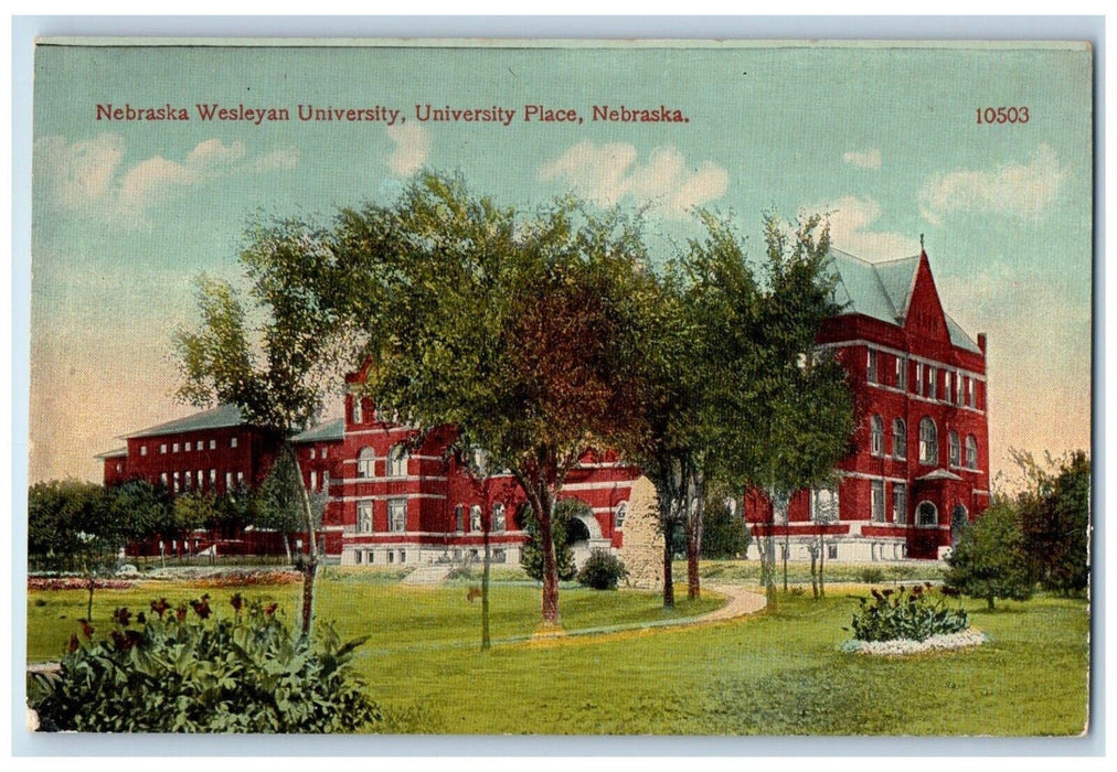 c1910 Nebraska Wesleyan University Building University Place Nebraska Postcard