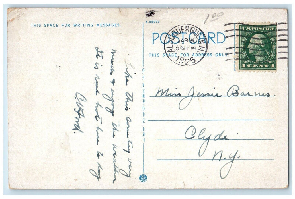 1925 Alvarado Hotel Albuquerque New Mexico NM Antique Railroad Railway Postcard