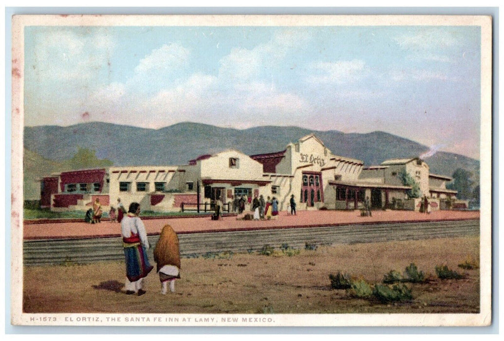 c1910 El Ortiz Santa Fe Inn Lamy Albuquerque New Mexico NM Fred Harvey Postcard