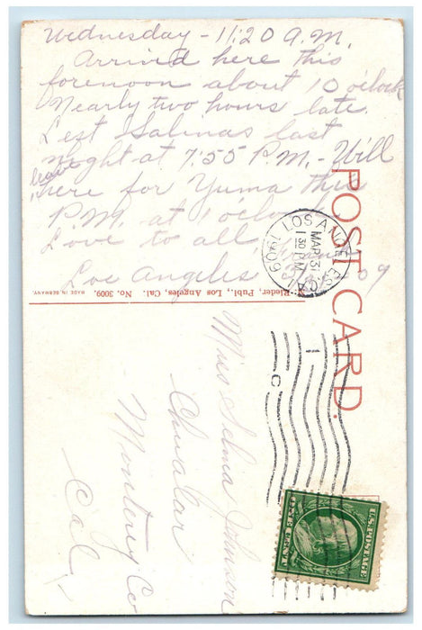 1909 Scenic View Of West Lake Park Los Angeles California CA Antique Postcard