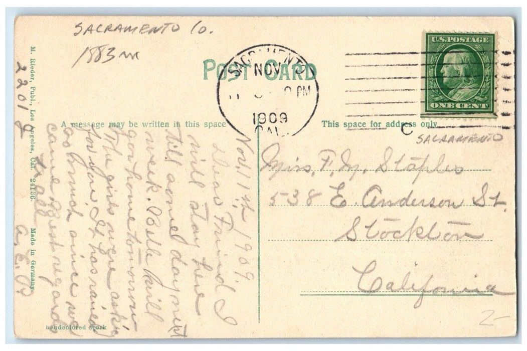 1909 Mechanics Exchange Hotel Exterior Building Sacramento California Postcard