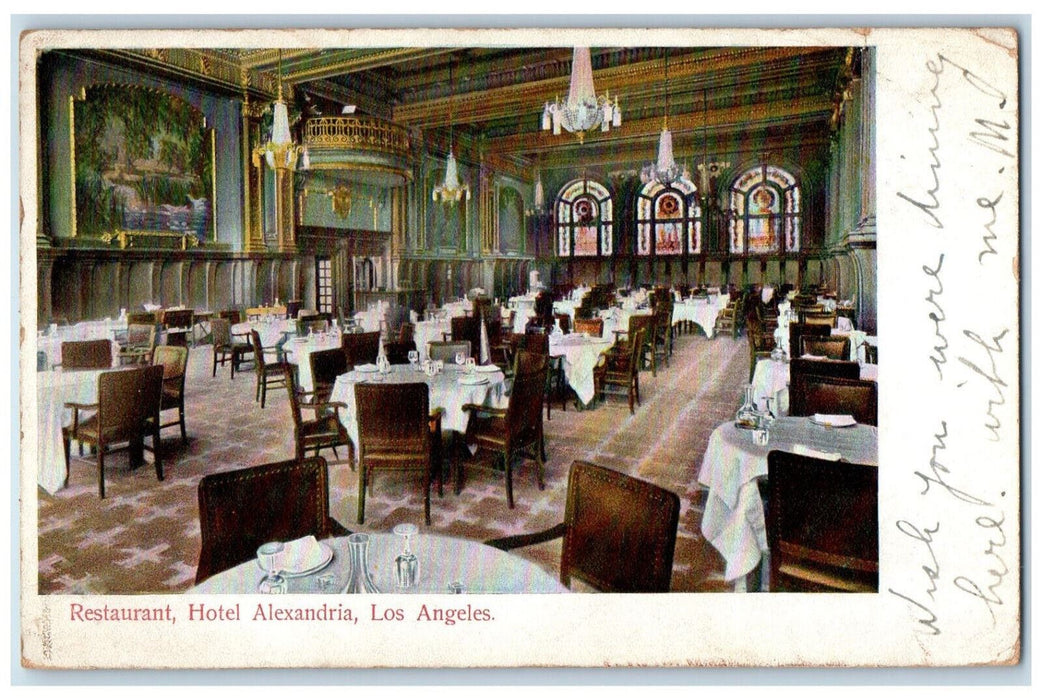 1907 Dining Restaurant Hotel Alexandria Los Angeles California CA  Postcard