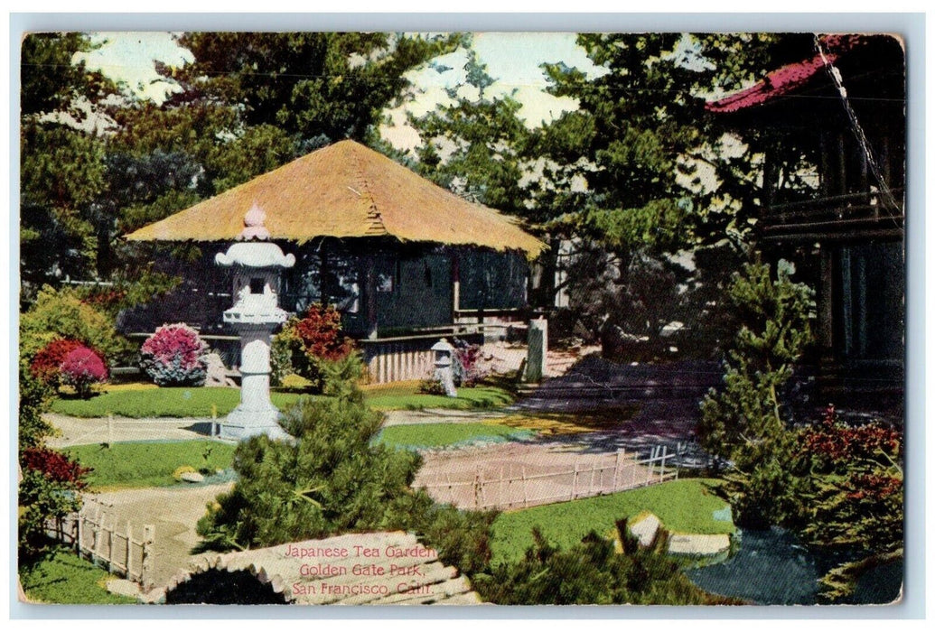 1910 Japanese Tea Garden Golden Gate Park San Francisco California CA Postcard