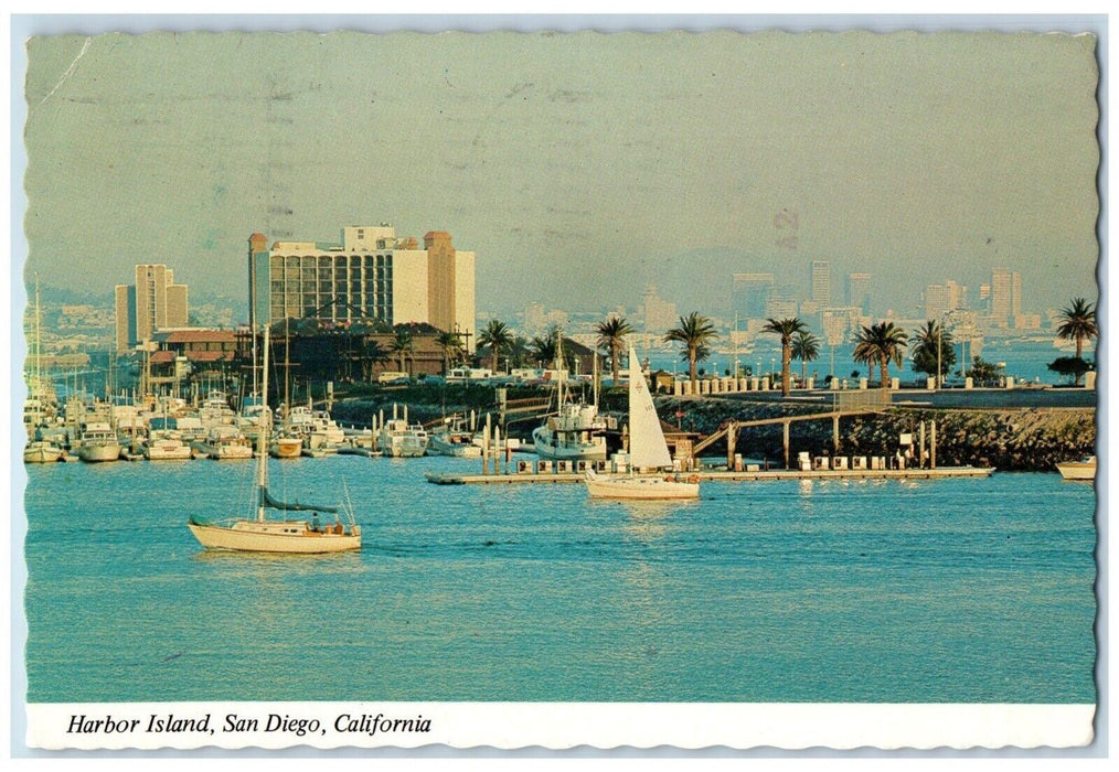 1977 Harbor Island Yacht Harbor Luxury Hotels San Diego California CA Postcard