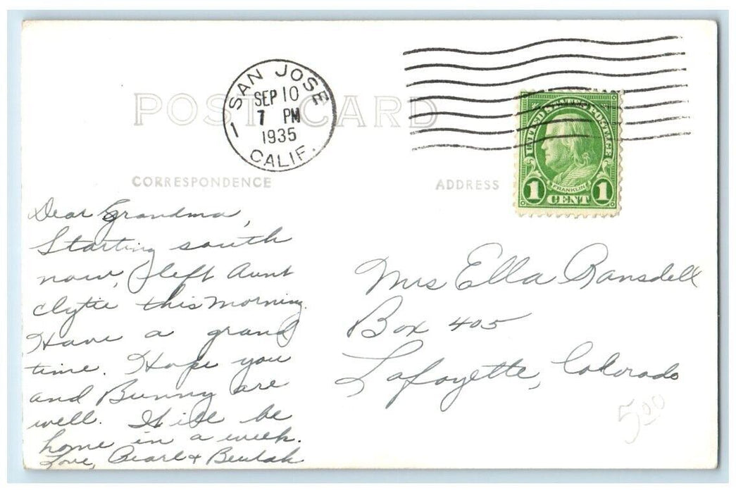 1935 Intermediate School Santa Clara California CA RPPC Photo Posted Postcard