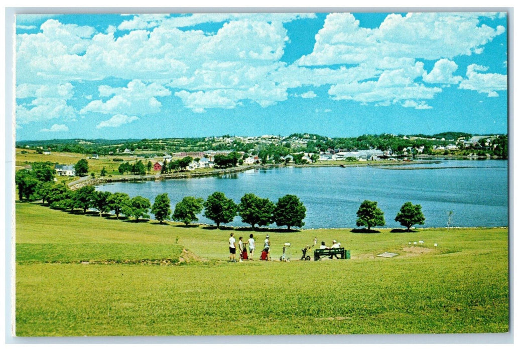 c1960's A View of Beautiful Harbour and Town of Lunenburg NS Canada Postcard