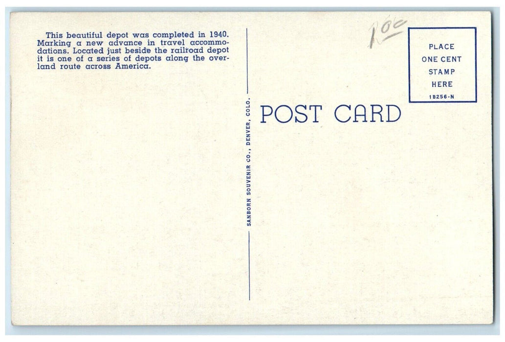 c1950's Union Pacific Bus Depot Cheyenne Wyoming WY Vintage Unposted Postcard