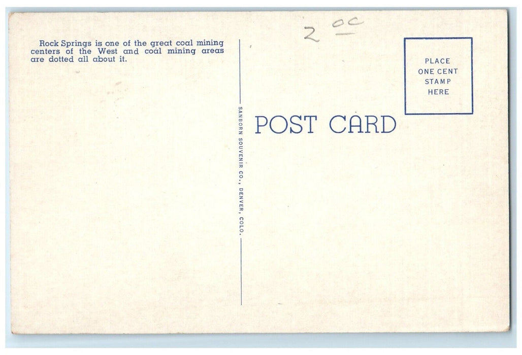 c1930's Coal Mining Scene at Rock Springs Wyoming WY Vintage Postcard