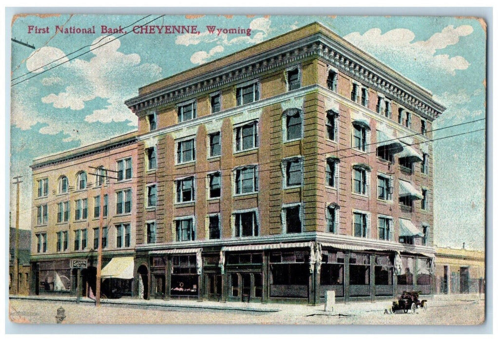 c1910 First National Bank Building Cheyenne Wyoming WY Antique Postcard