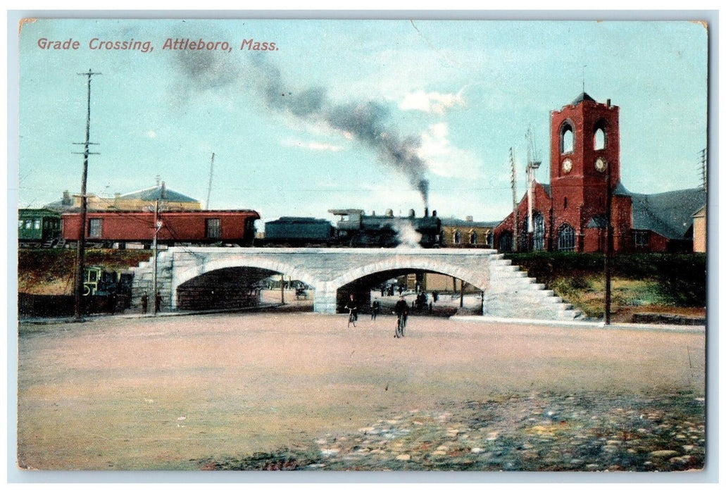 c1910's Grade Crossing Train Bridge Attleboro Massachusetts MA Unposted Postcard