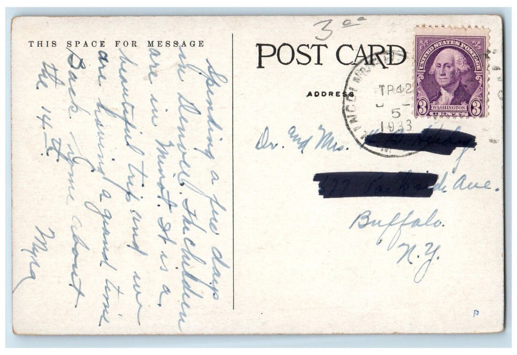 1933 Dining Room The Plains Hotel Cheyenne Wyoming WY Vintage Postcard