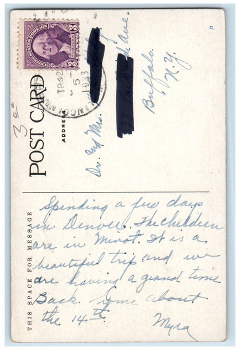 1933 Dining Room The Plains Hotel Cheyenne Wyoming WY Vintage Postcard