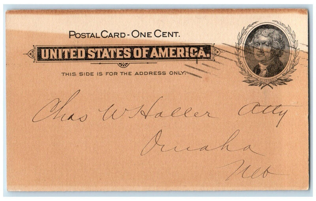 1898  Lincoln NE DA Campbell Clerk Supreme Court Omaha NE Postal Card