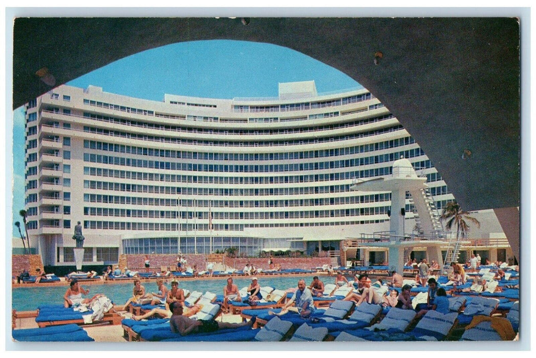 c1960 Pool Cabanas Fontainebleau Hotel Exterior Miami Beach Florida FL Postcard