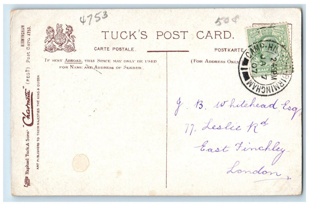 1907 The University Birmingham Charmeite Tuck Art Antique Posted Postcard