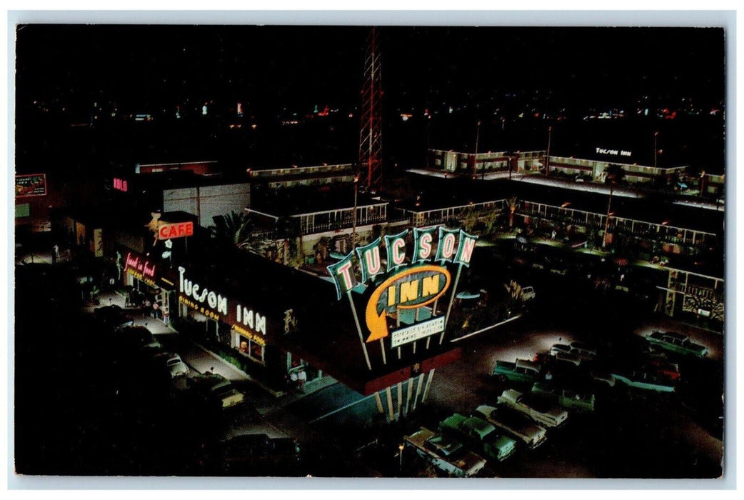 c1960 Tucson Inn W. Drachman Night Exterior Hotel Tucson Arizona Petley Postcard