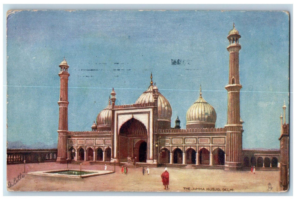 c1910 The Jumma Musjid Delhi Indian Oilette Tuck Art Wide Wide World Postcard