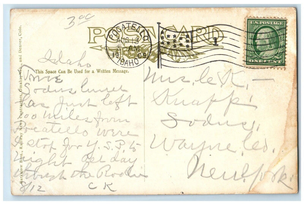 1909 Union Pacific Depot and Park Rock Springs Wyoming WY Antique Postcard