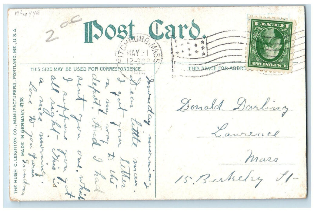 1915 The Johnsonia Exterior Roadside Fitchburg Massachusetts MA Posted Postcard